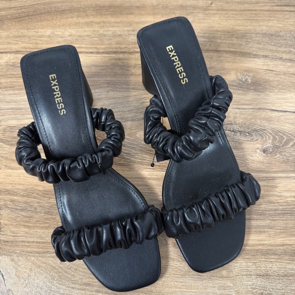 Express Shoes - NWT Express Black‎ Women's Ruched Sandals